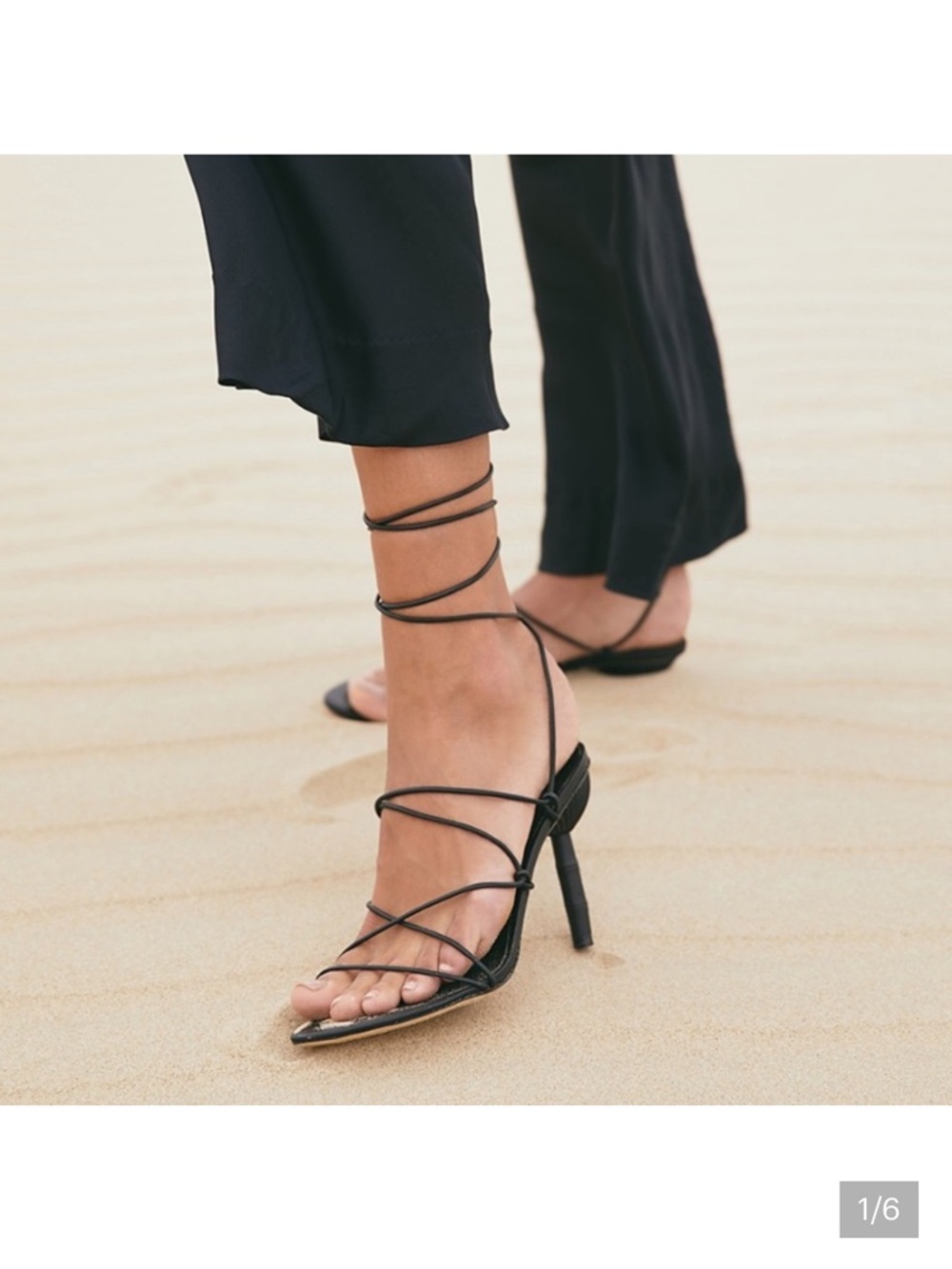 Cult Gaia Black Lace-Up Soleil Sandals